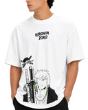 Men’s Oversized Drop Shoulder Cotton T-Shirt | Roronoa Zoro White