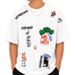 Men’s Oversized Drop Shoulder Cotton T-Shirt | Graffiti Streetwear White