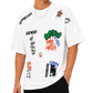 Men’s Oversized Drop Shoulder Cotton T-Shirt | Graffiti Streetwear White