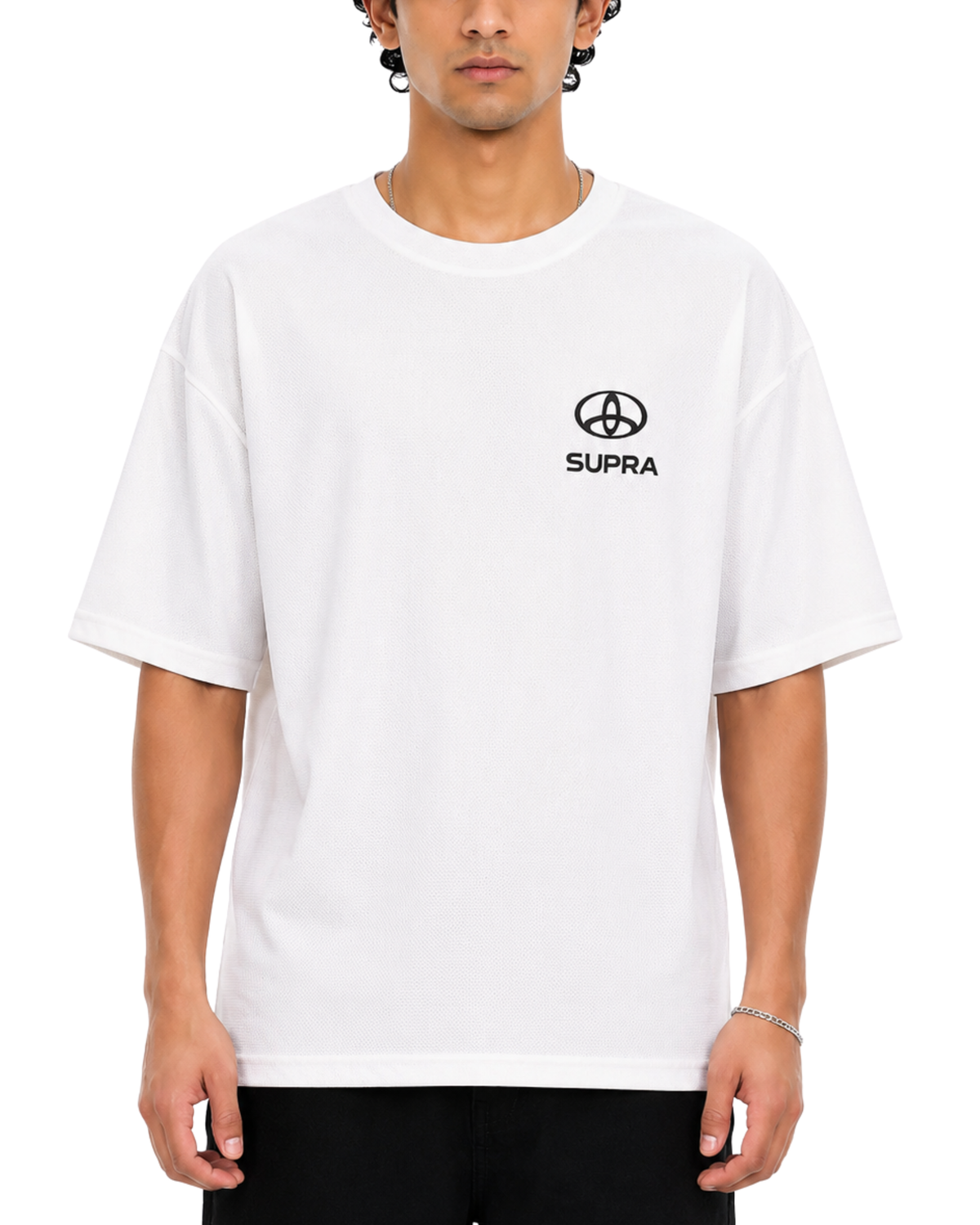 Men’s Oversized Drop Shoulder Cotton T-Shirt | White Toyota Supra