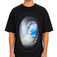 Men’s Oversized Drop Shoulder Cotton T-Shirt | 3D Tunnel Black  Graphic