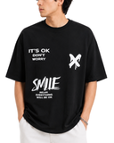 Men’s Oversized Drop Shoulder Cotton T-Shirt | Smile Graphic