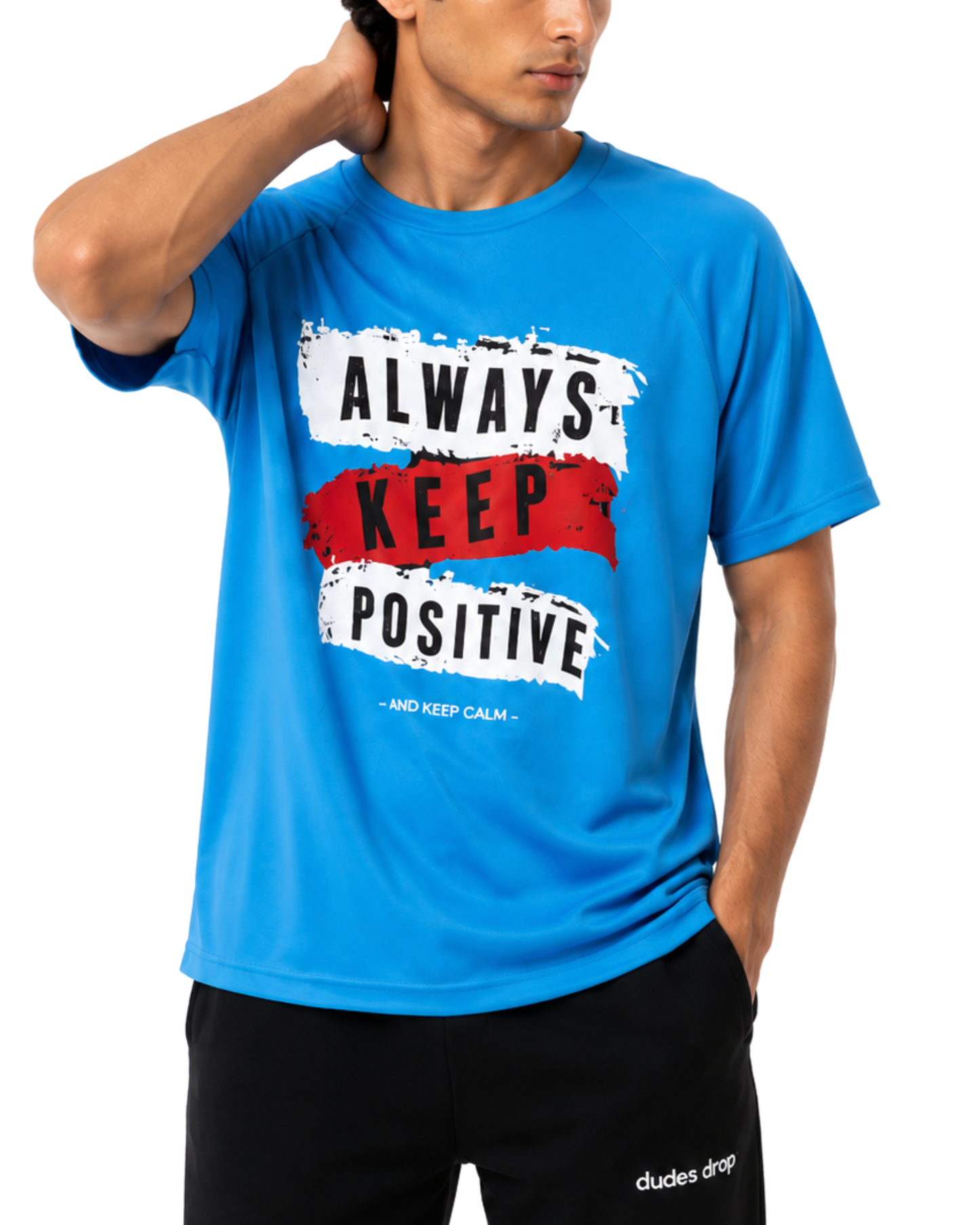 Men’s Oversized Drop Shoulder Mesh T-Shirt | Always Keep Positive