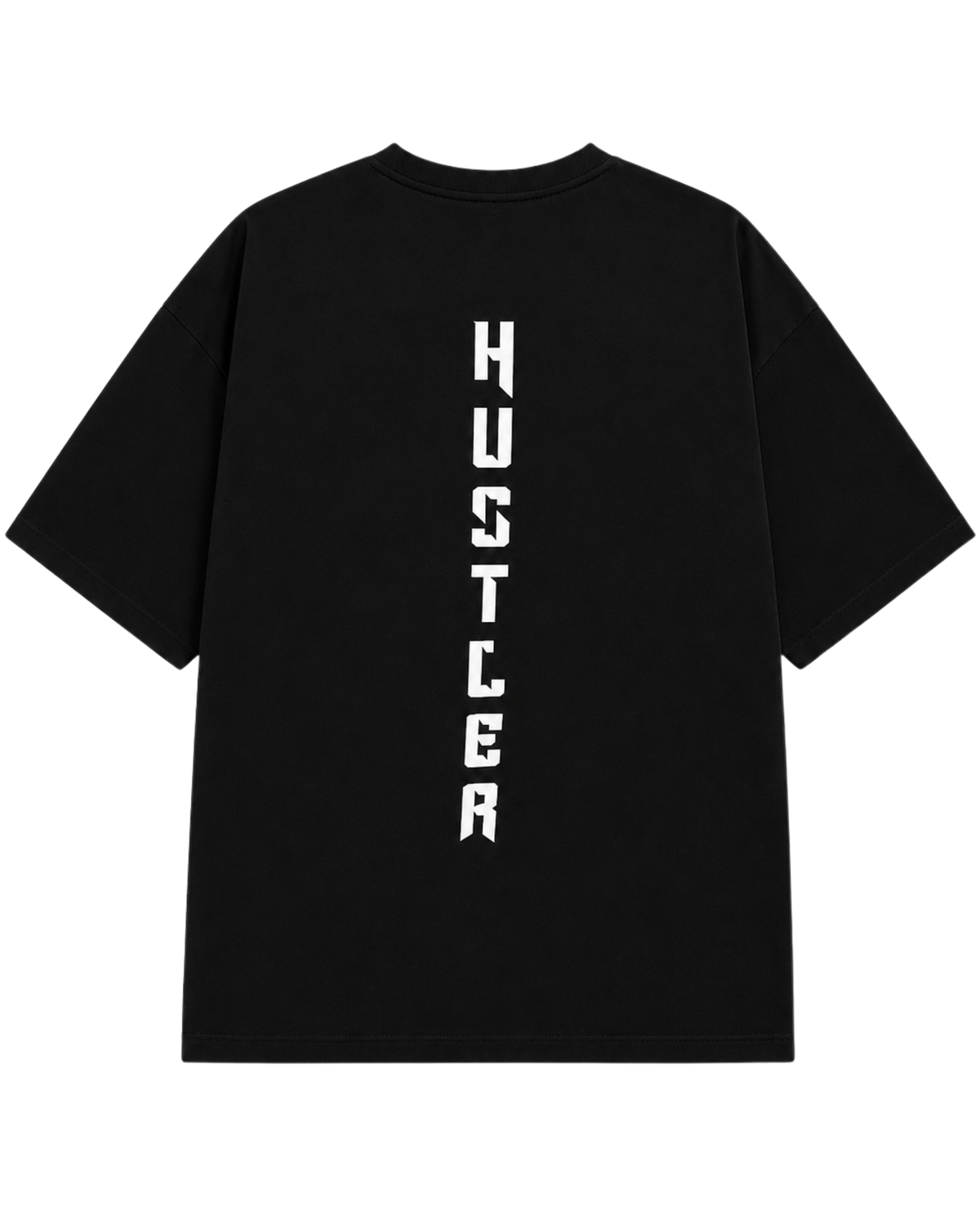 Men’s Oversized Drop Shoulder Black Cotton T-Shirt | Hustler