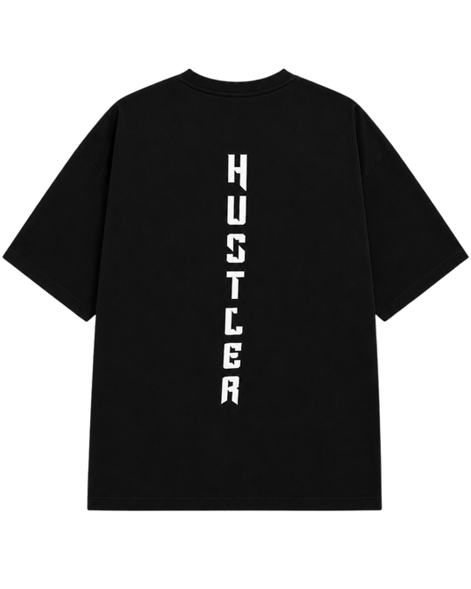 Men’s Oversized Drop Shoulder Black Cotton T-Shirt | Hustler