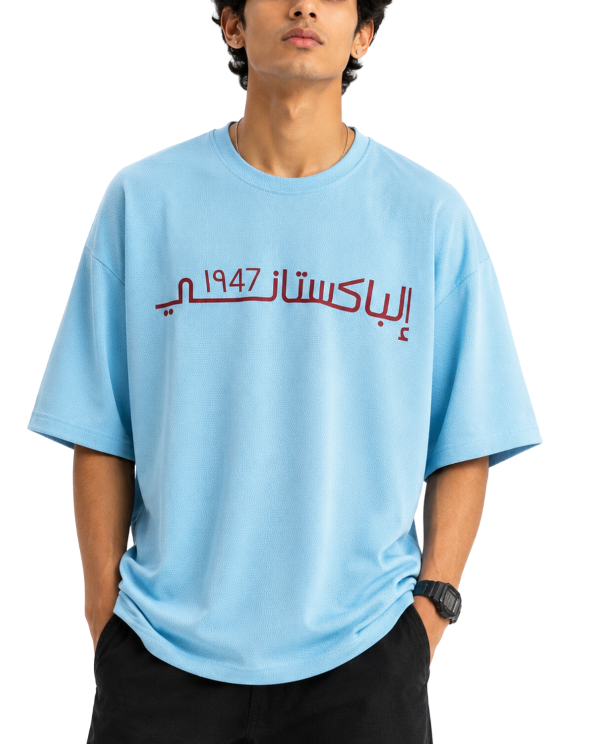 Men’s Oversized Drop Shoulder Mesh Fabric T-Shirt | Pakistan 1947 Graphic
