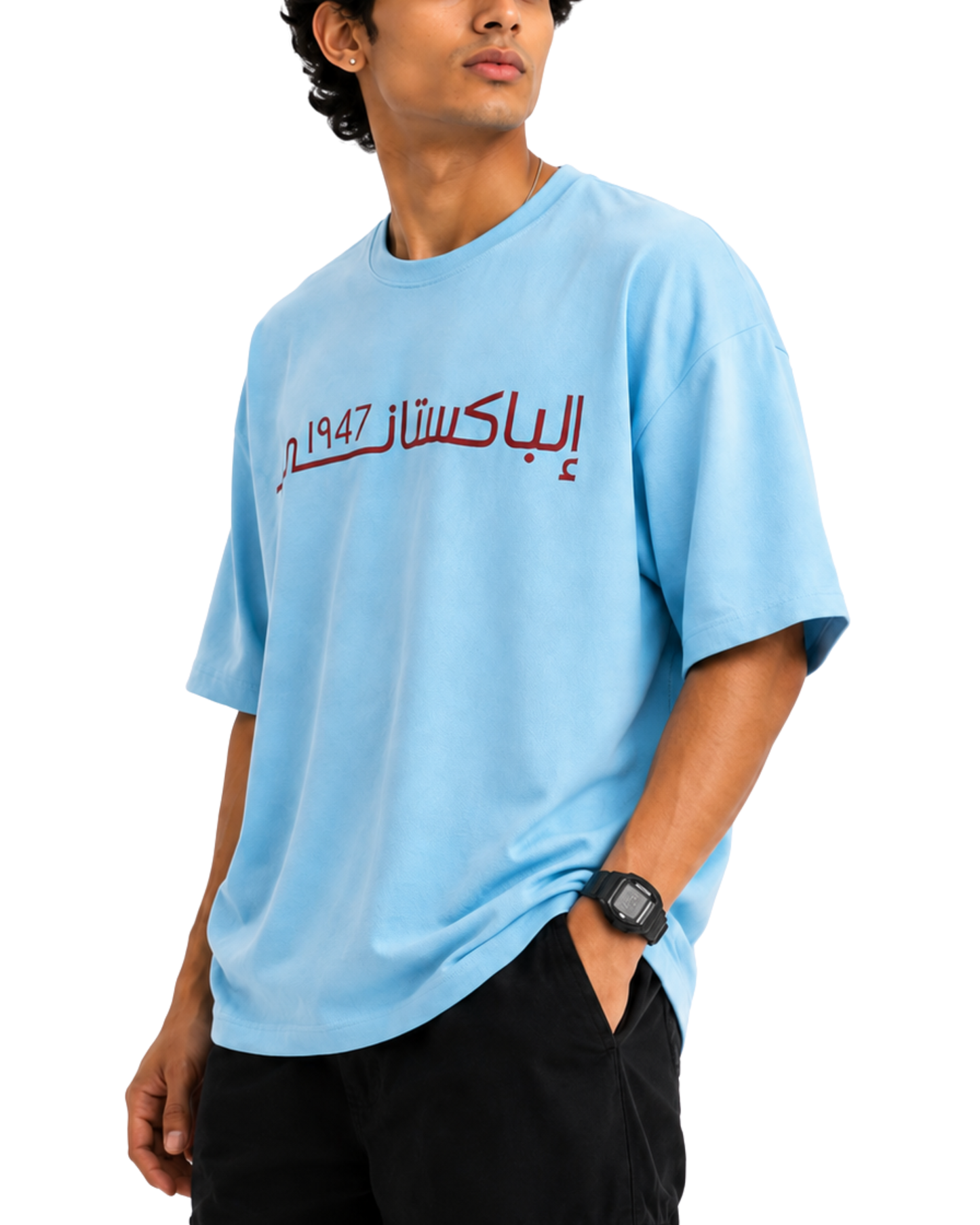 Men’s Oversized Drop Shoulder Mesh Fabric T-Shirt | Pakistan 1947 Graphic