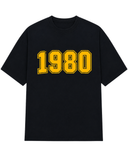 Men’s Oversized Drop Shoulder Mesh Fabric T-Shirt | 1980 Graphic