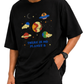 Men’s Oversized Drop Shoulder Mesh T-Shirt | Cosmic Planet Graphic