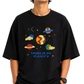 Men’s Oversized Drop Shoulder Mesh T-Shirt | Cosmic Planet Graphic