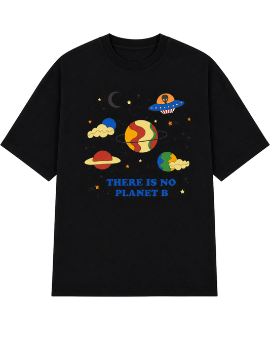 Men’s Oversized Drop Shoulder Mesh T-Shirt | Cosmic Planet Graphic