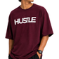 Men’s Oversized Drop Shoulder Cotton T-Shirt | Hustle Graphic - Maroon