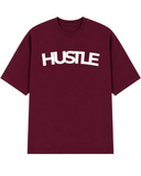 Men’s Oversized Drop Shoulder Cotton T-Shirt | Hustle Graphic - Maroon