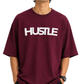 Men’s Oversized Drop Shoulder Cotton T-Shirt | Hustle Graphic - Maroon
