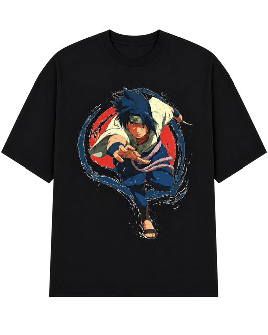 Men’s Oversized Drop Shoulder Cotton T-Shirt | Sasuke Uchiha Anime Graphic