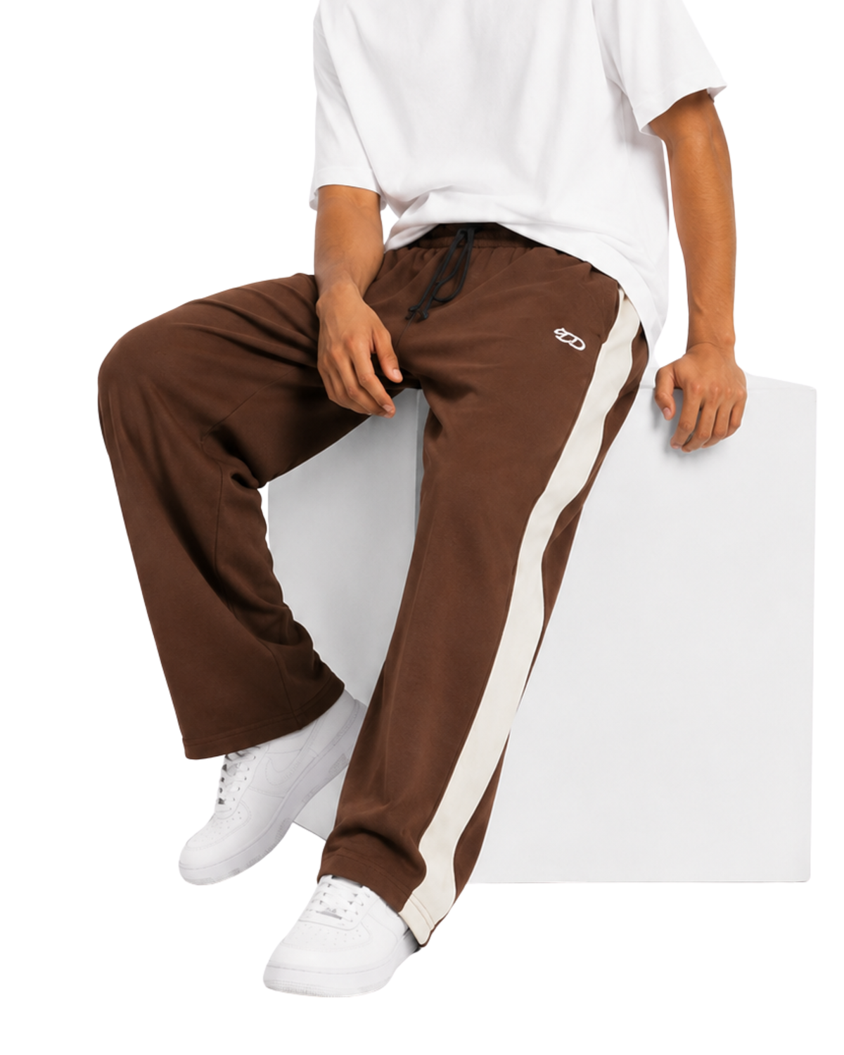 Men’s Relaxed Fit Terry Trouser | Chocolate Brown Contrast Stripe