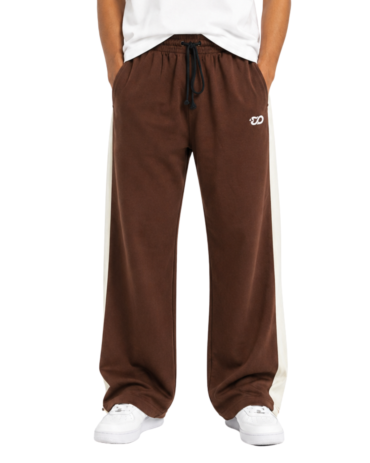 Men’s Relaxed Fit Terry Trouser | Chocolate Brown Contrast Stripe