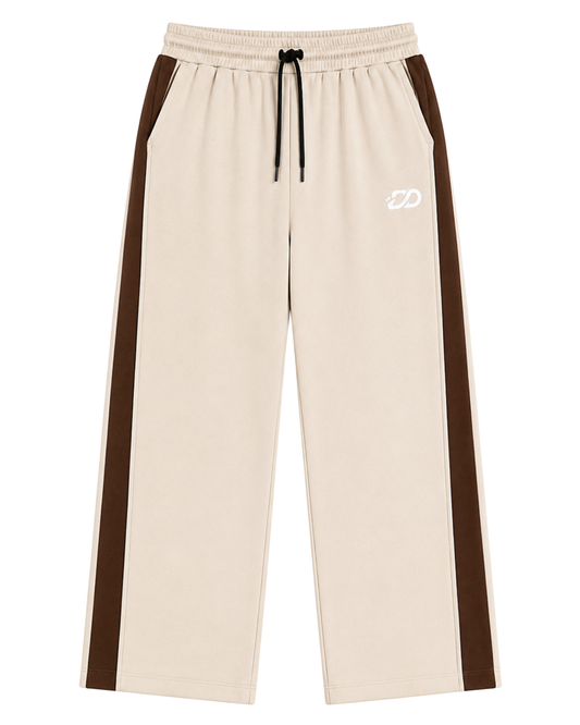 Men’s Relaxed Fit Terry Trouser | Cream Brown Contrast Panel