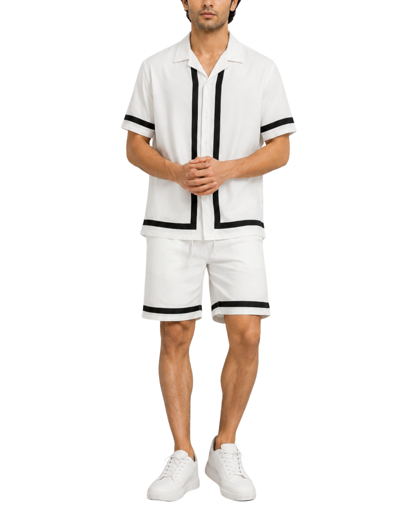 Men’s Button-Down Shirt & Shorts Set | Contrast Tape Co-Ord