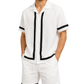 Men’s Button-Down Shirt & Shorts Set | Contrast Tape Co-Ord