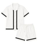 Men’s Button-Down Shirt & Shorts Set | Contrast Tape Co-Ord