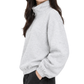 Men’s Quarter Zip Pullover Sweatshirt | Light Grey Relaxed Fit