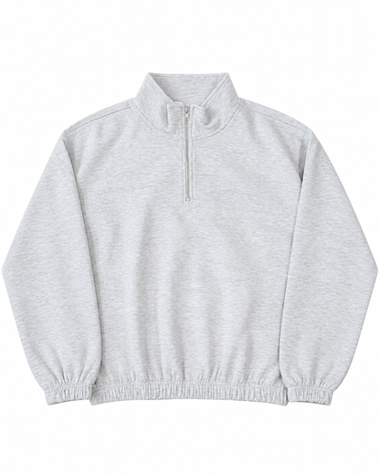 Men’s Quarter Zip Pullover Sweatshirt | Light Grey Relaxed Fit