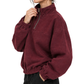 Women’s Quarter Zip Pullover Sweatshirt | Maroon Relaxed Fit