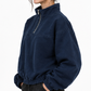 Women’s Quarter Zip Pullover Sweatshirt | Navy Blue Relaxed Fit