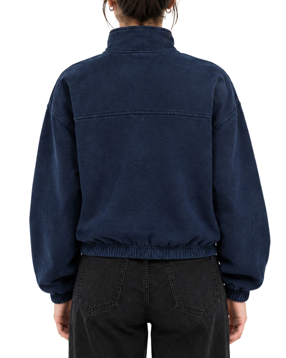 Women’s Quarter Zip Pullover Sweatshirt | Navy Blue Relaxed Fit