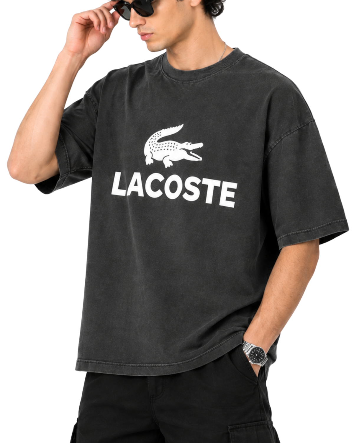 Men’s Oversized Lycra T-Shirt | Crocodile Graphic Premium Streetwear Tee