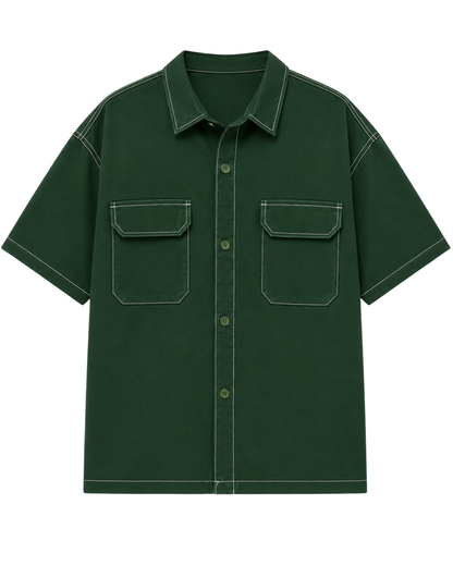 Men’s Boxy Fit Baggy Shirt | Cotton Jeans Green Casual Shirt