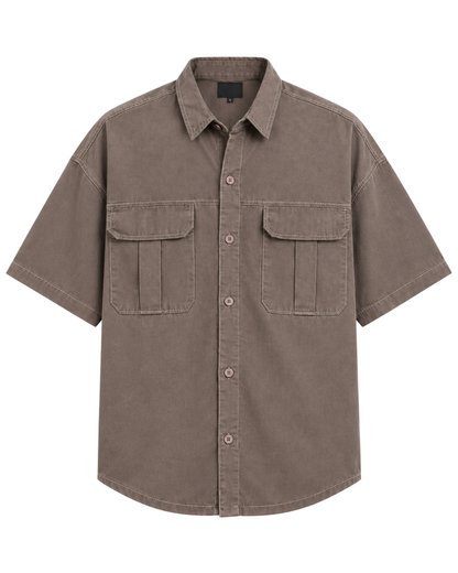 Men’s Boxy Fit Baggy Shirt | Cotton Jeans Brown Casual Shirt