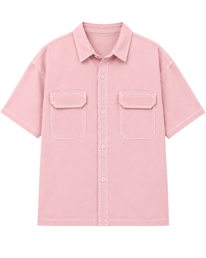 Men’s Boxy Fit Baggy Shirt | Cotton Jeans Pink Casual Shirt
