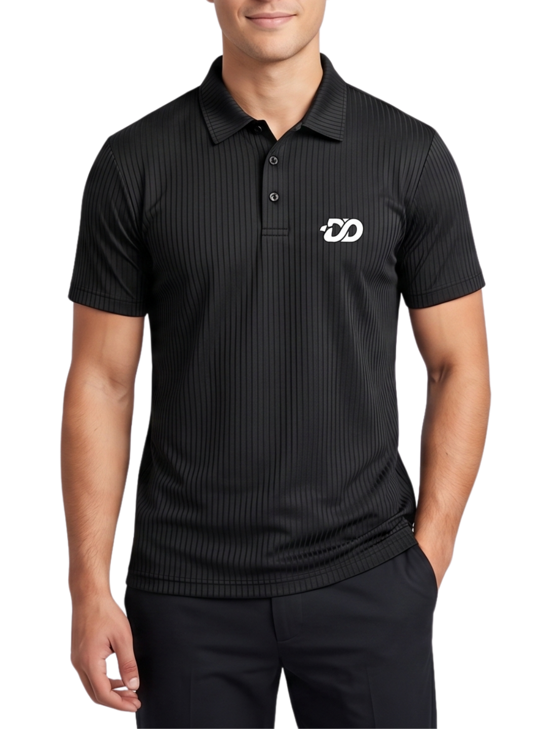 Men’s Black Ribbed Polo Shirt | Slim Fit Premium Casual T-Shirt