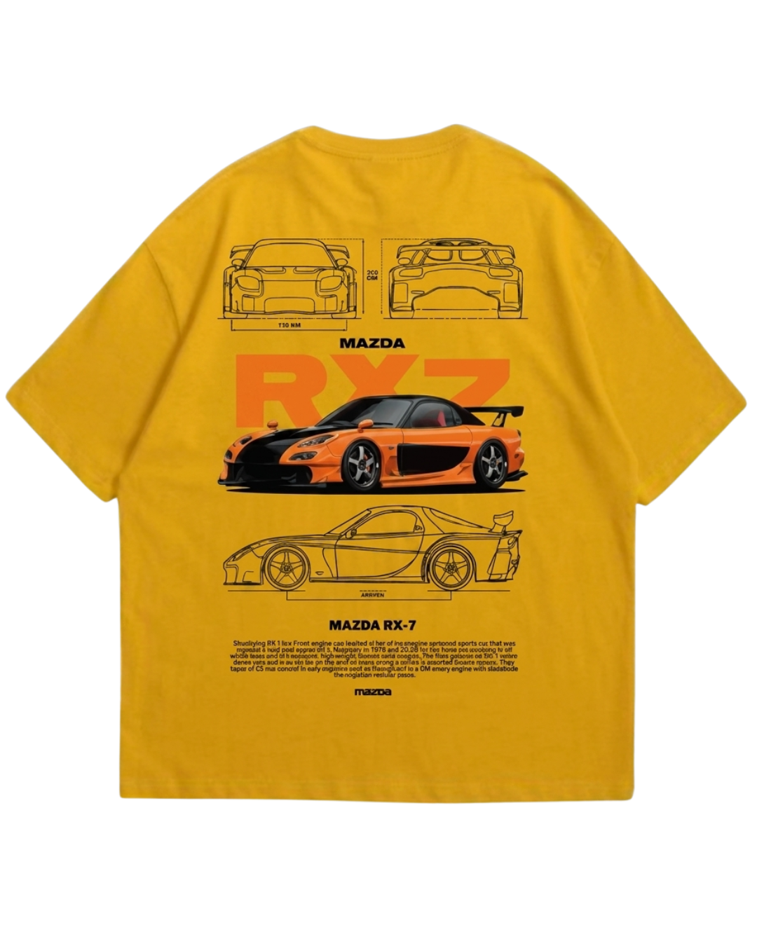 Women's Oversized Drop Shoulder Cotton T Shirt | Mazda RX-7 Sports Car