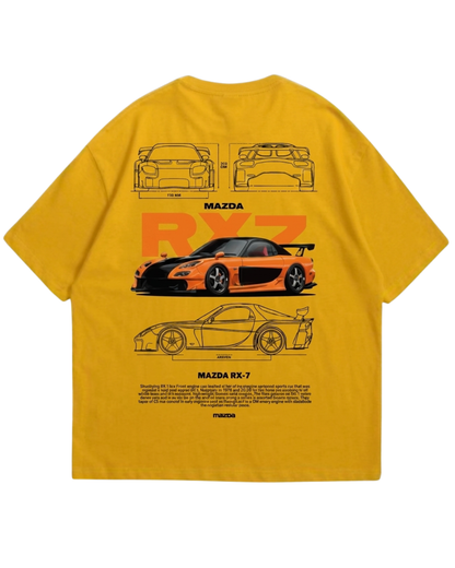 Women's Oversized Drop Shoulder Cotton T Shirt | Mazda RX-7 Sports Car