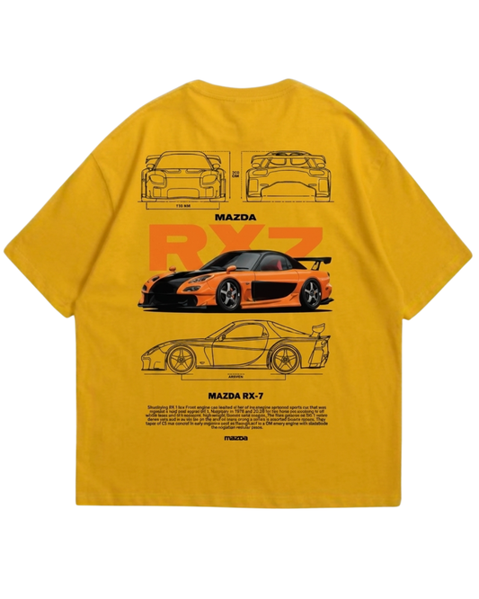 Women's Oversized Drop Shoulder Cotton T Shirt | Mazda RX-7 Sports Car