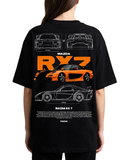Women's Oversized Drop Shoulder Cotton T Shirt | Mazda RX7 Sports Car