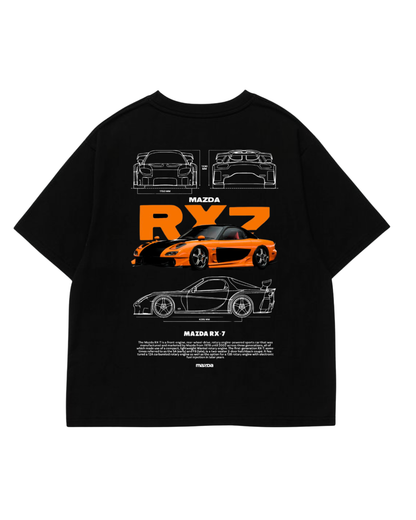 Women's Oversized Drop Shoulder Cotton T Shirt | Mazda RX7 Sports Car