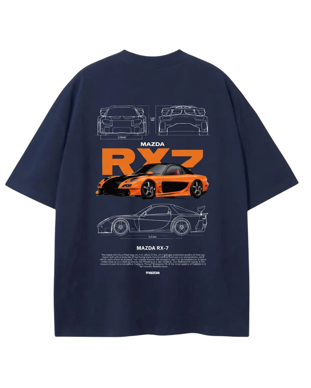 Women's Oversized Drop Shoulder Cotton T Shirt | Mazda RX7 Sports Car