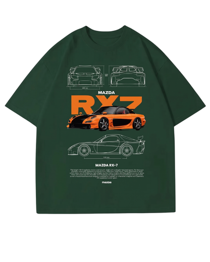 Women's Oversized Drop Shoulder Cotton T Shirt | Mazda RX7 Sports Car