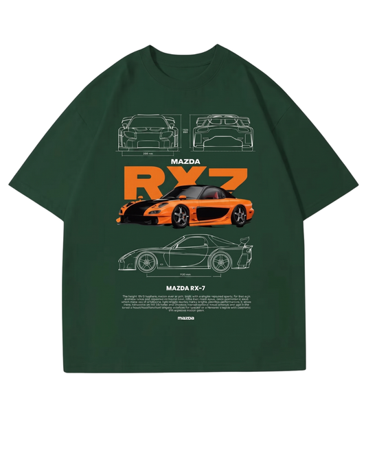 Women's Oversized Drop Shoulder Cotton T Shirt | Mazda RX7 Sports Car