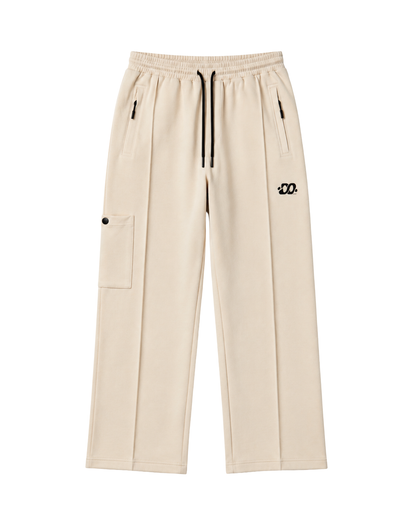 Women's Off White Woven Terry Straight Fit  Stretchable Trouser