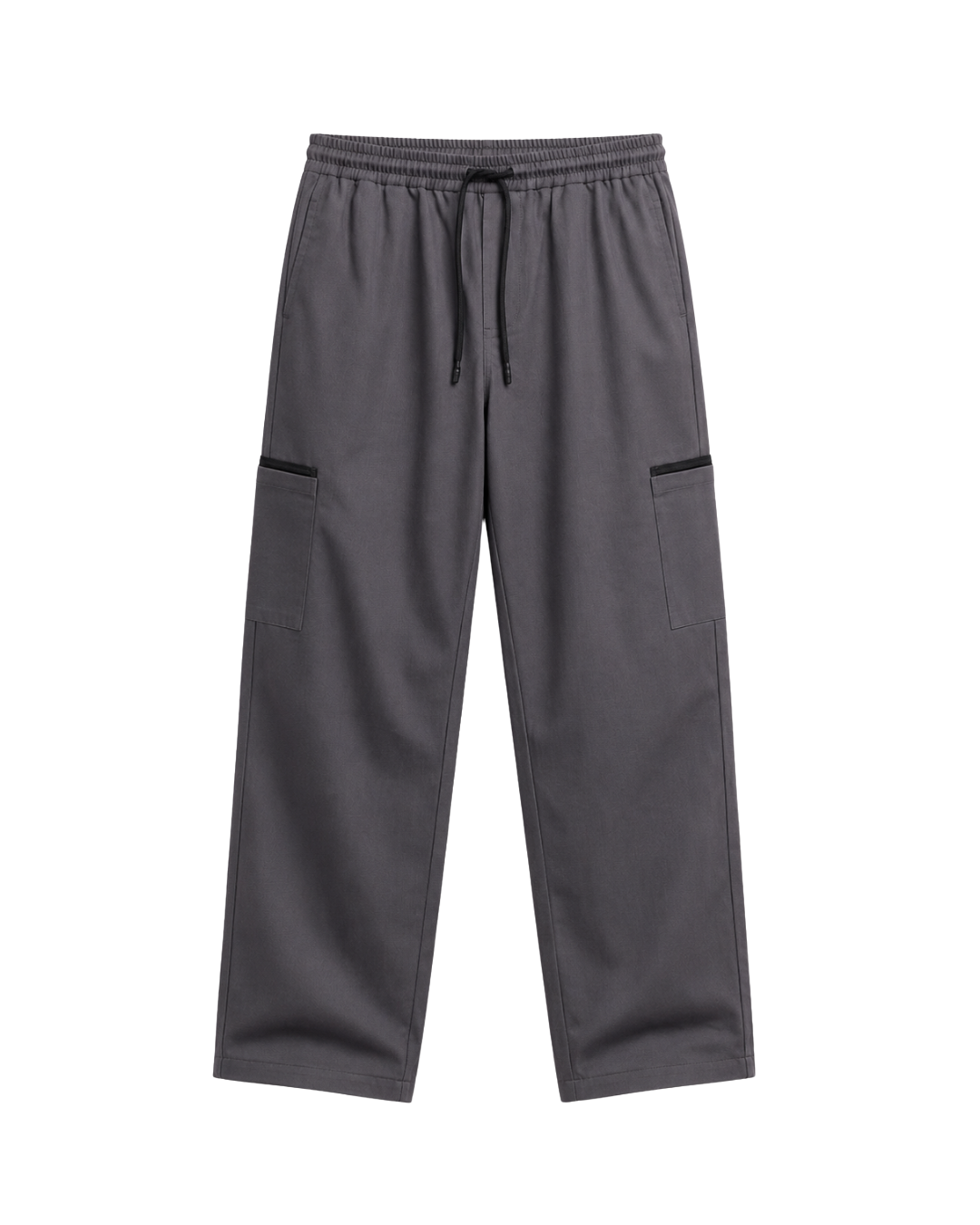 Women's Charcoal Grey Canvas Wide-Leg Cargo Trousers