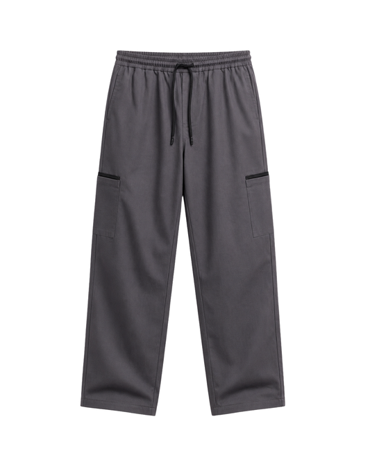 Women's Charcoal Grey Canvas Wide-Leg Cargo Trousers